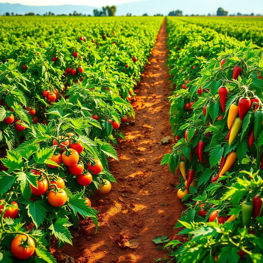 Mexican produce field at harvest